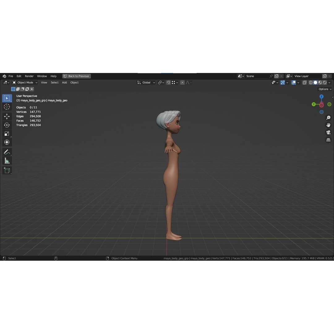 Cartoon Girl 3D Model – Stylized Teen Character, Rigged, FBX, Blender - View 10