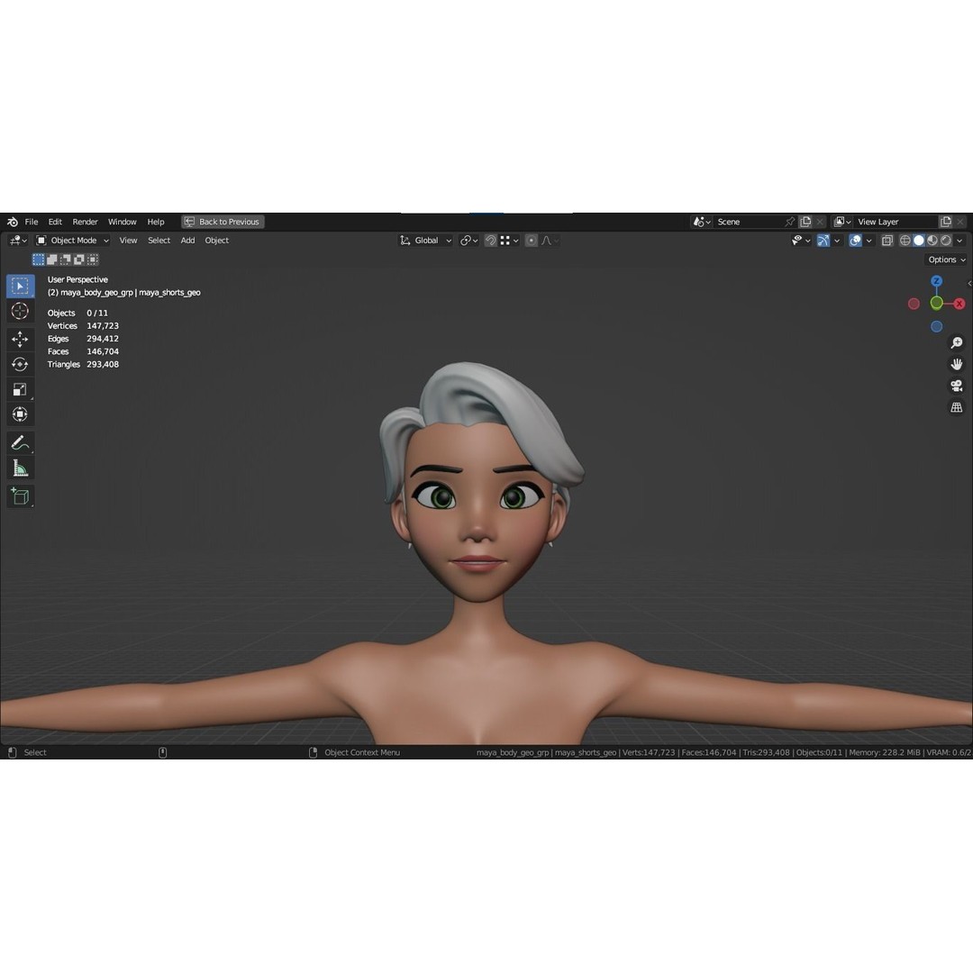 Cartoon Girl 3D Model – Stylized Teen Character, Rigged, FBX, Blender - View 12