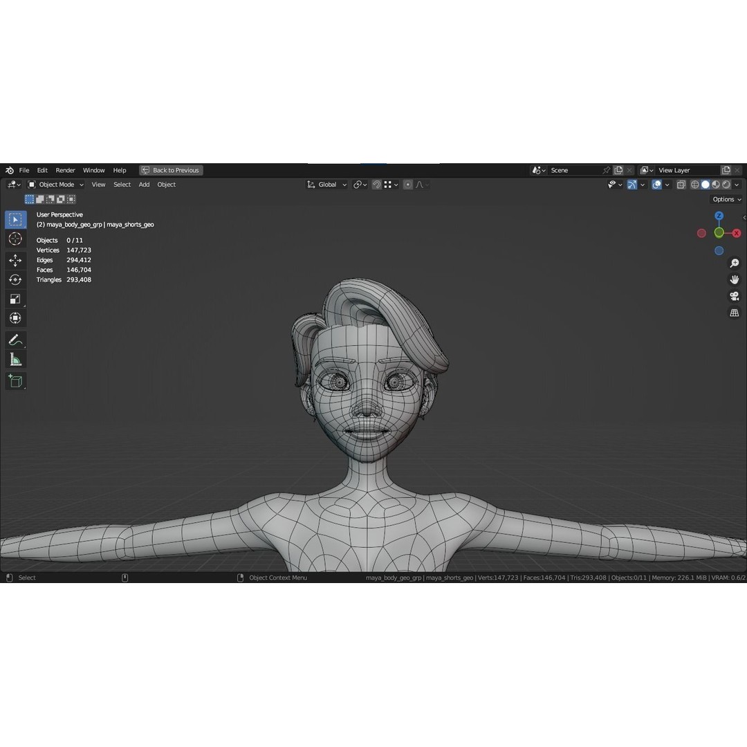 Cartoon Girl 3D Model – Stylized Teen Character, Rigged, FBX, Blender - View 13