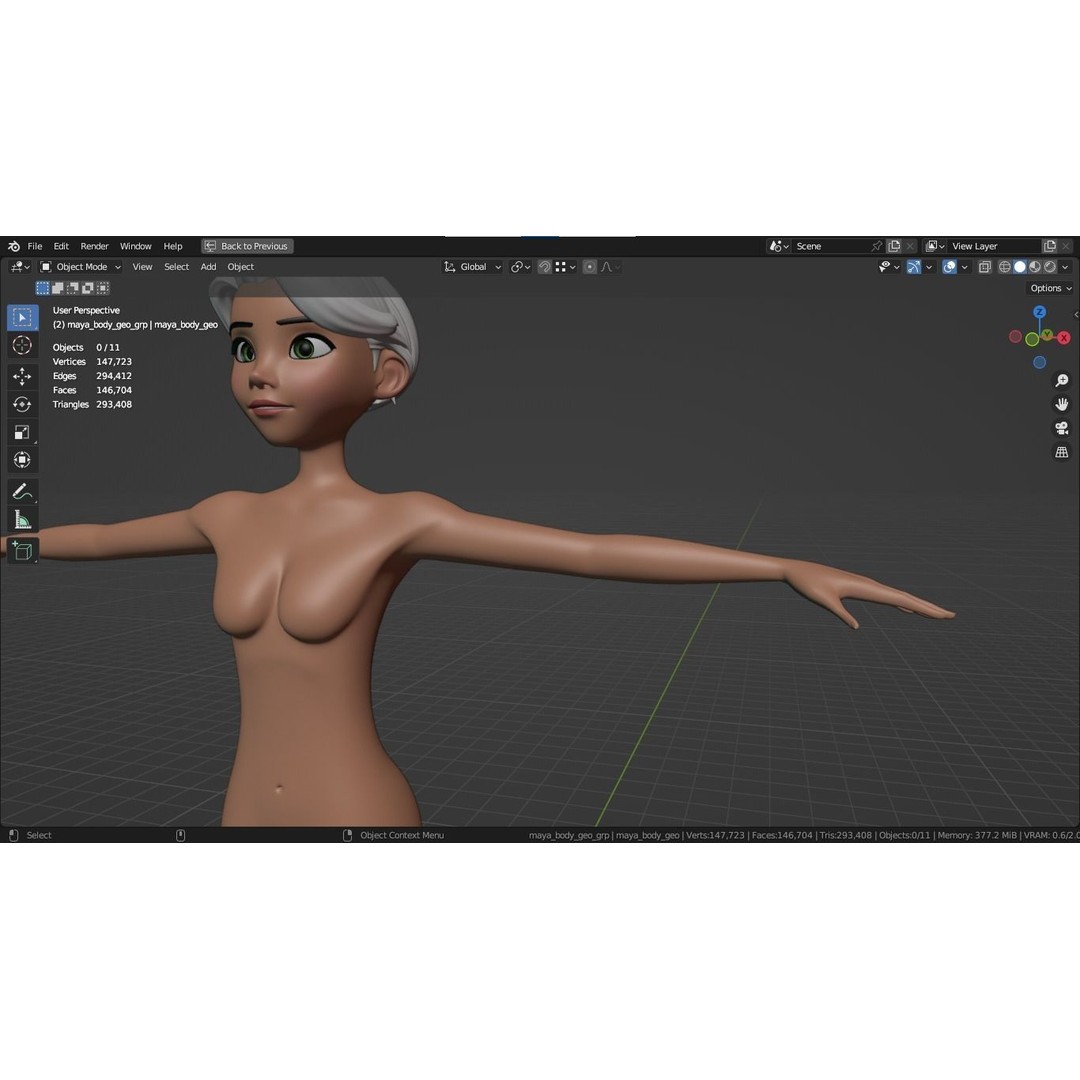Cartoon Girl 3D Model – Stylized Teen Character, Rigged, FBX, Blender - View 23