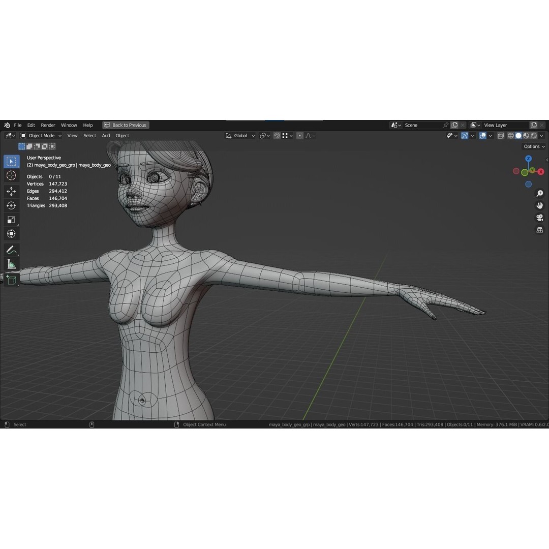 Cartoon Girl 3D Model – Stylized Teen Character, Rigged, FBX, Blender - View 24