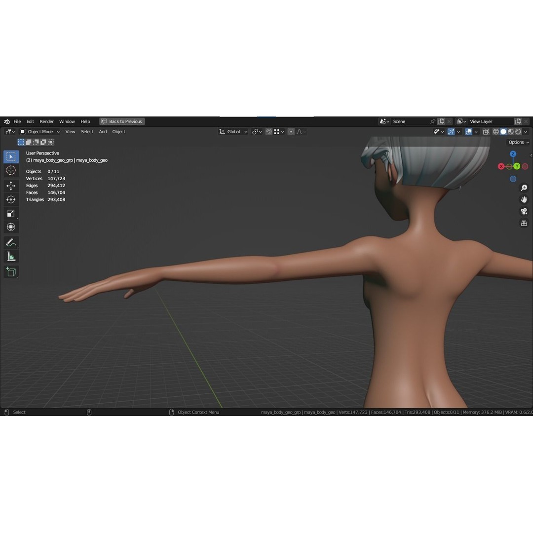 Cartoon Girl 3D Model – Stylized Teen Character, Rigged, FBX, Blender - View 25