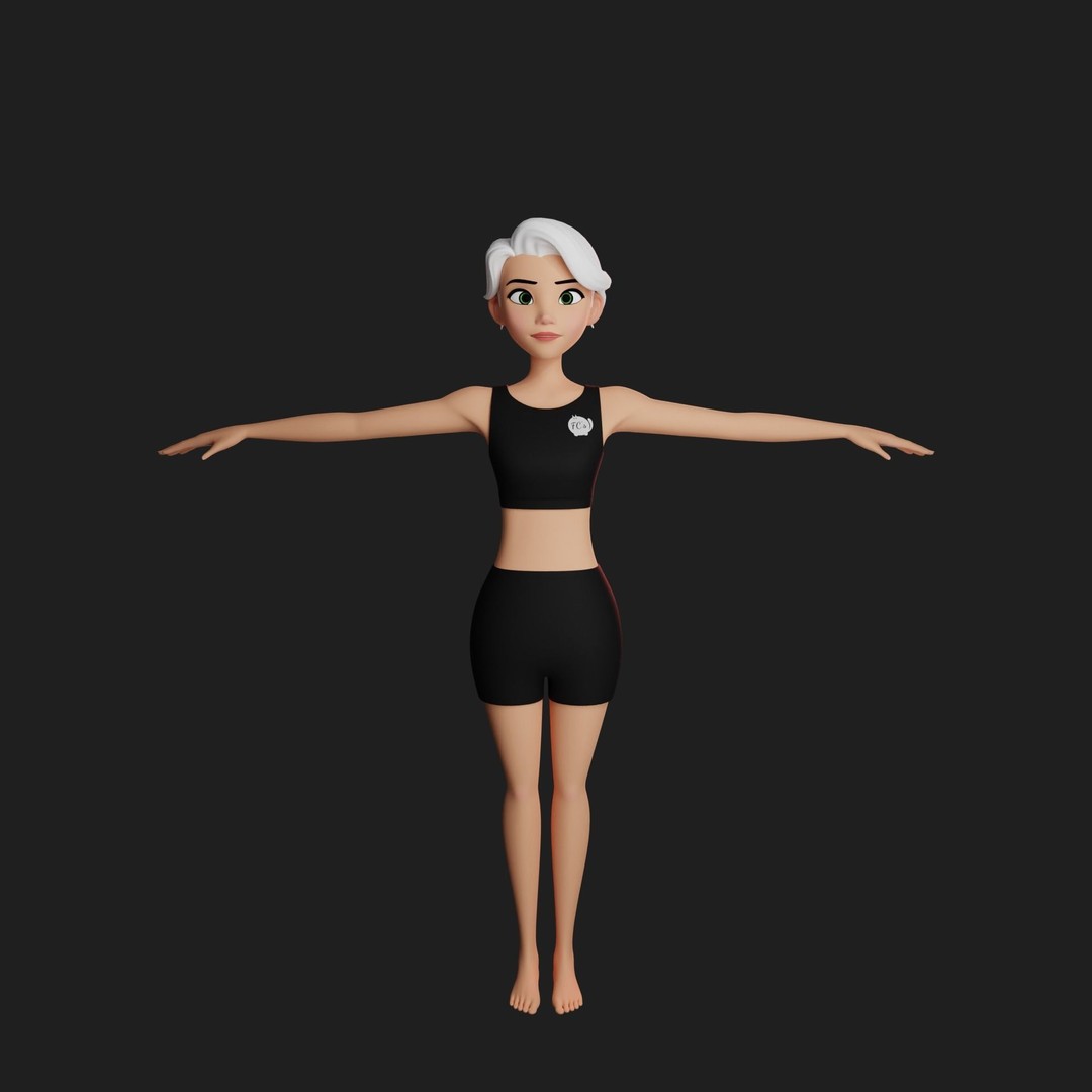 Cartoon Girl 3D Model – Stylized Teen Character, Rigged, FBX, Blender - View 39