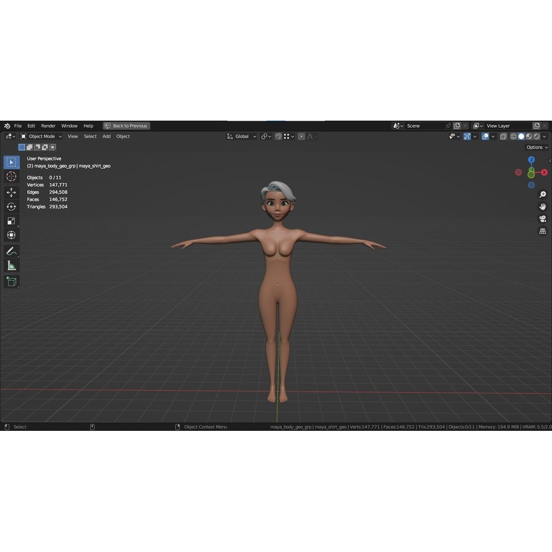 Cartoon Girl 3D Model – Stylized Teen Character, Rigged, FBX, Blender - View 4