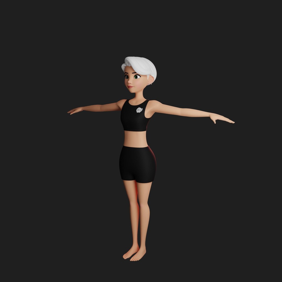 Cartoon Girl 3D Model – Stylized Teen Character, Rigged, FBX, Blender - View 40