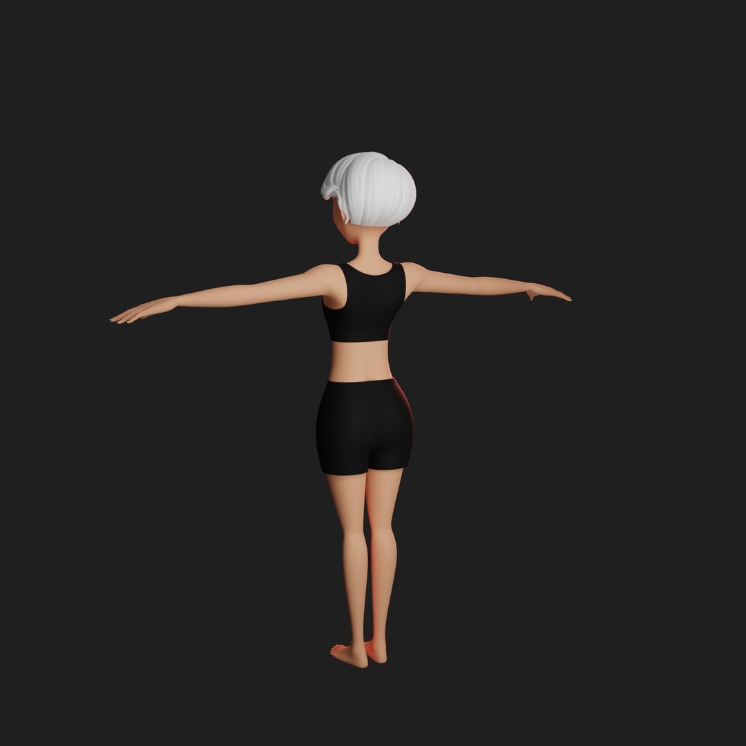 Cartoon Girl 3D Model – Stylized Teen Character, Rigged, FBX, Blender - View 42