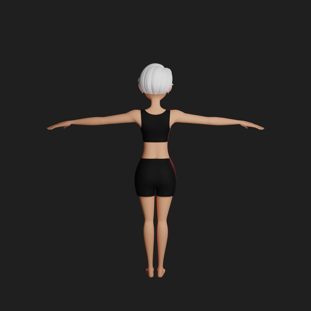 Cartoon Girl 3D Model – Stylized Teen Character, Rigged, FBX, Blender - View 43