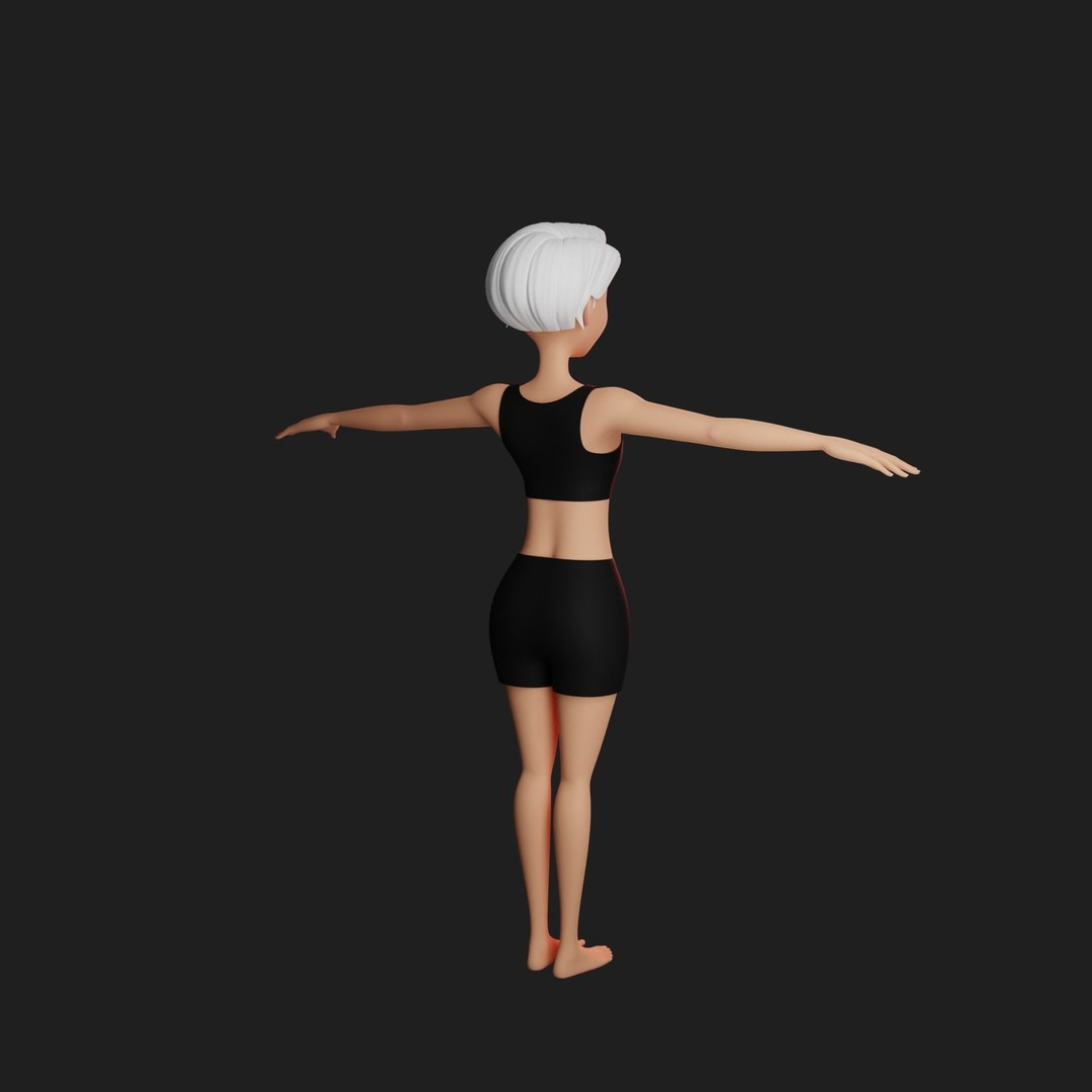 Cartoon Girl 3D Model – Stylized Teen Character, Rigged, FBX, Blender - View 44