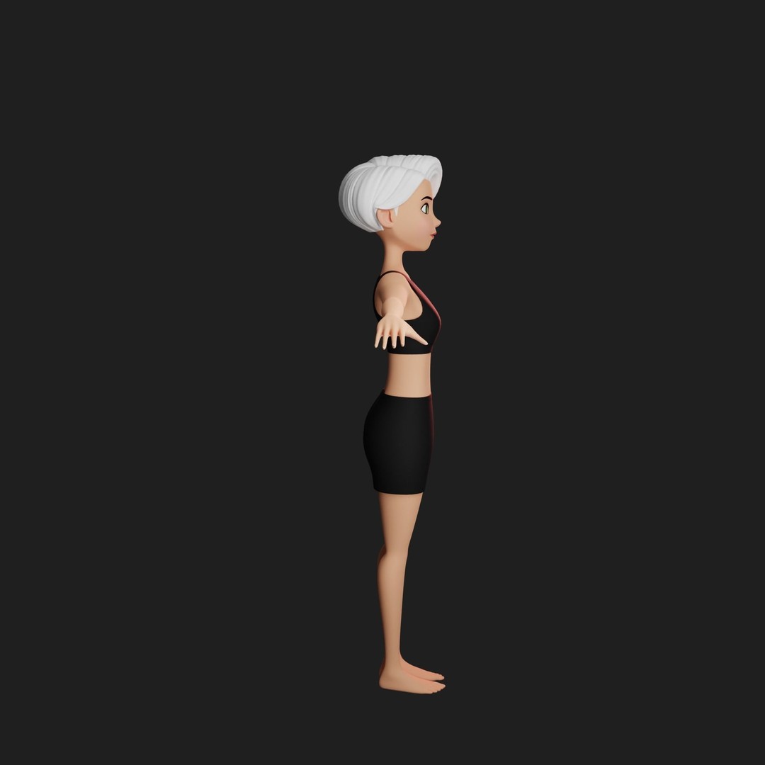 Cartoon Girl 3D Model – Stylized Teen Character, Rigged, FBX, Blender - View 45