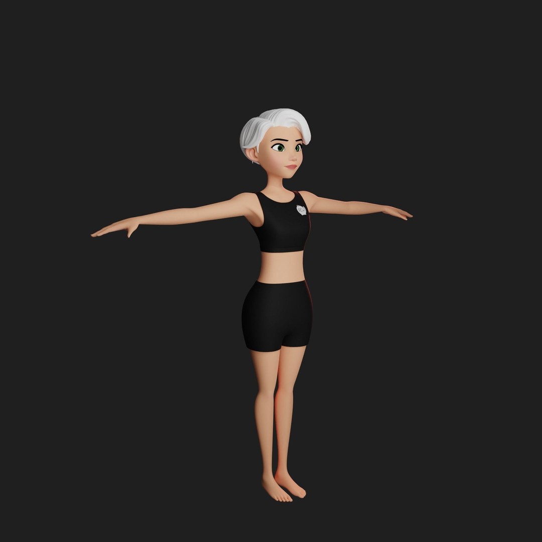 Cartoon Girl 3D Model – Stylized Teen Character, Rigged, FBX, Blender - View 46