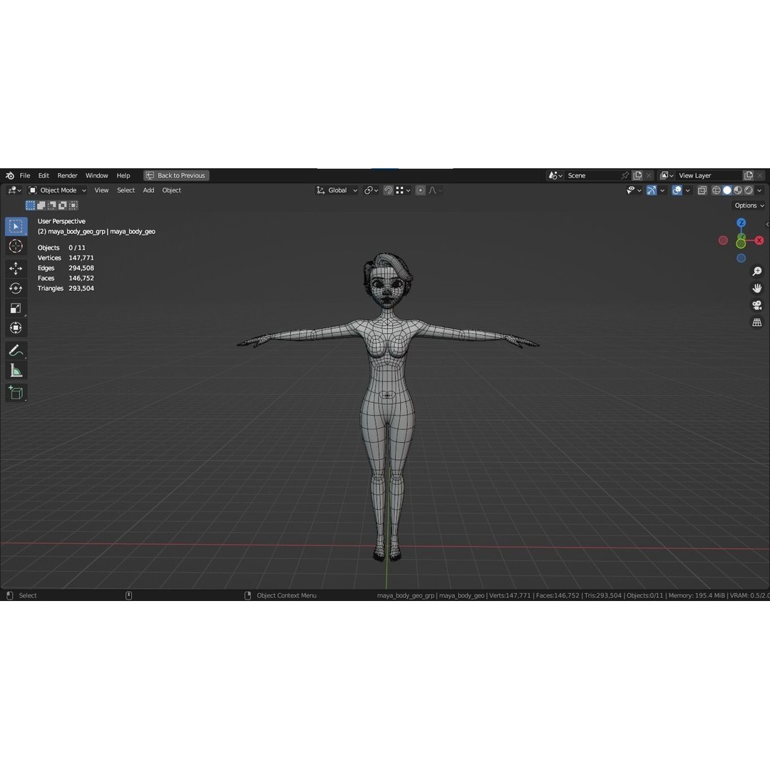 Cartoon Girl 3D Model – Stylized Teen Character, Rigged, FBX, Blender - View 5