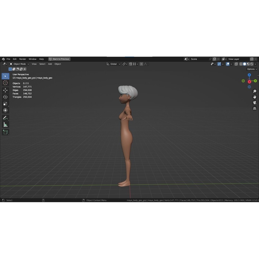 Cartoon Girl 3D Model – Stylized Teen Character, Rigged, FBX, Blender - View 6