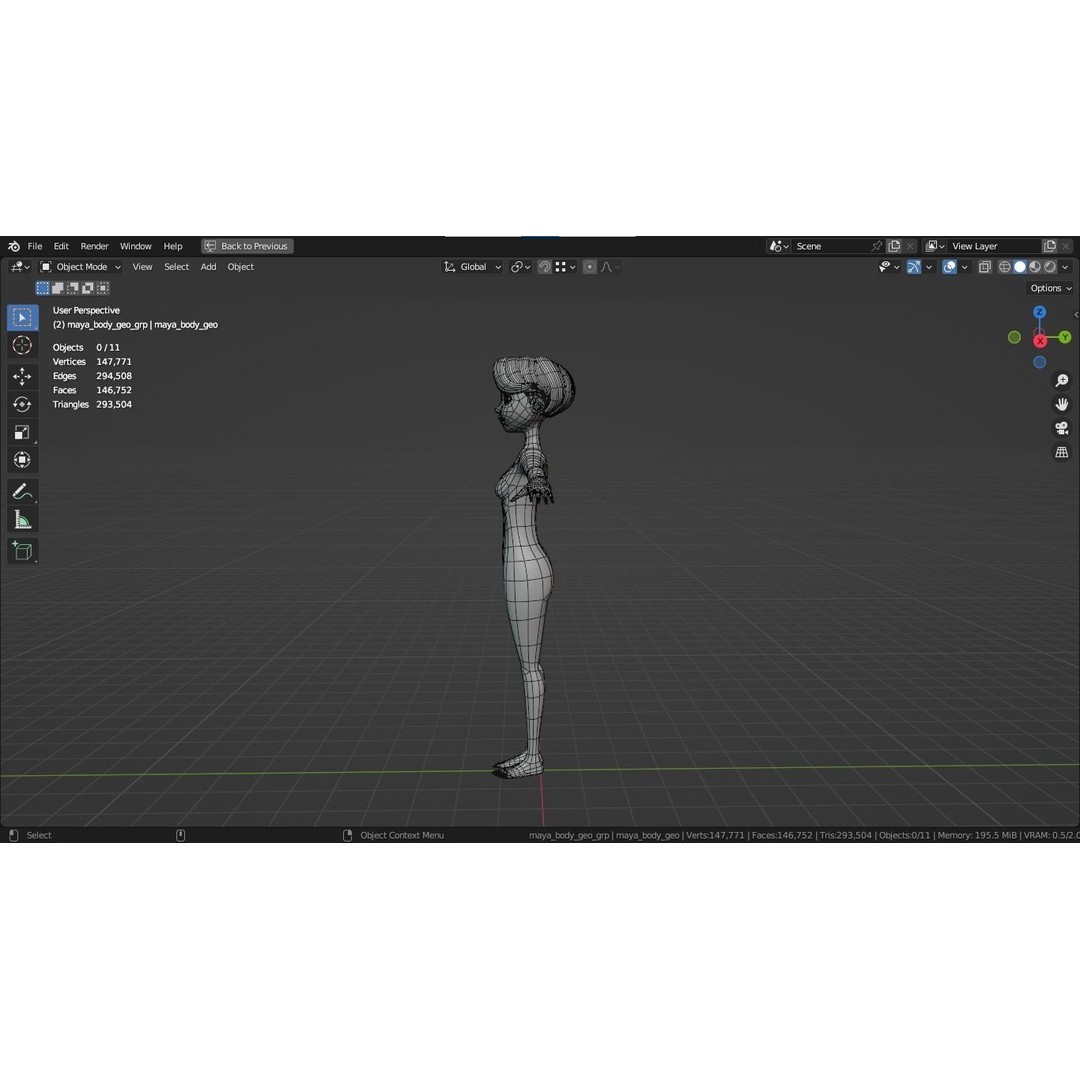 Cartoon Girl 3D Model – Stylized Teen Character, Rigged, FBX, Blender - View 7