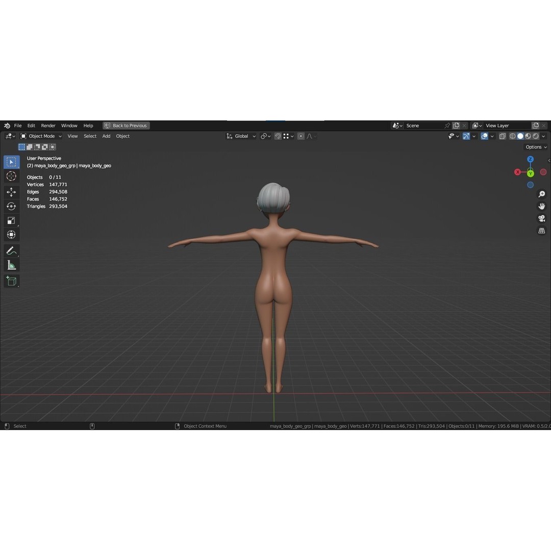 Cartoon Girl 3D Model – Stylized Teen Character, Rigged, FBX, Blender - View 8