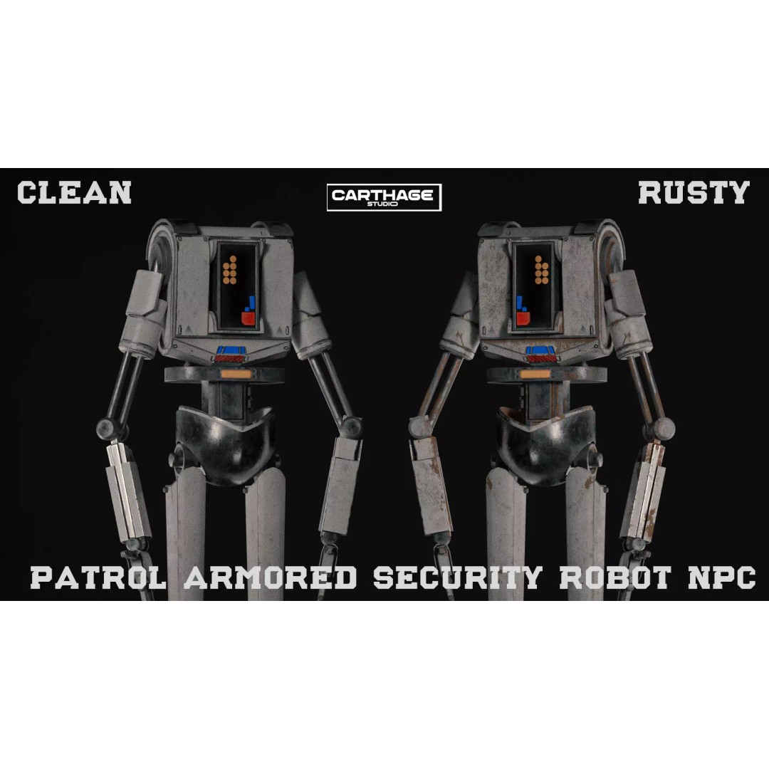 Armored Security Robot 3D Model – Rigged PBR Low Poly Game Asset, FBX - View 2