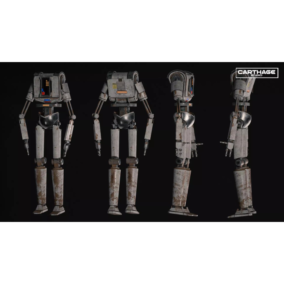 Armored Security Robot 3D Model – Rigged PBR Low Poly Game Asset, FBX - View 3