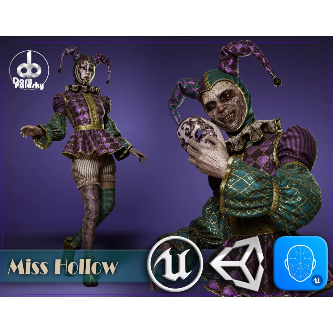 Miss Hollow 3D Model – Low Poly Character with Blend Shapes, FBX - View 2