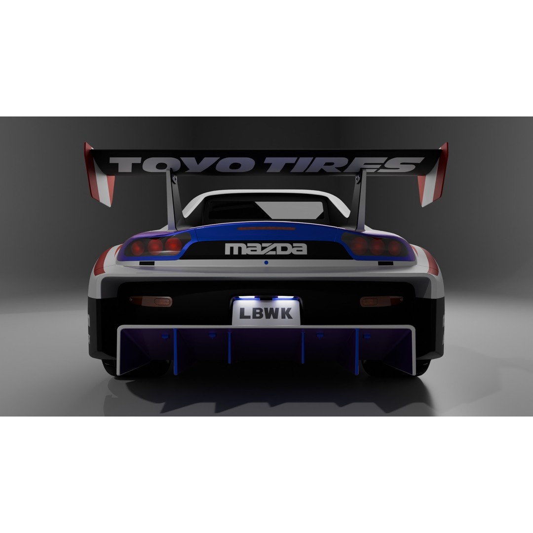 Mazda RX-7 3D Model – Low Poly Rigged Car for Animation, FBX & OBJ - View 12