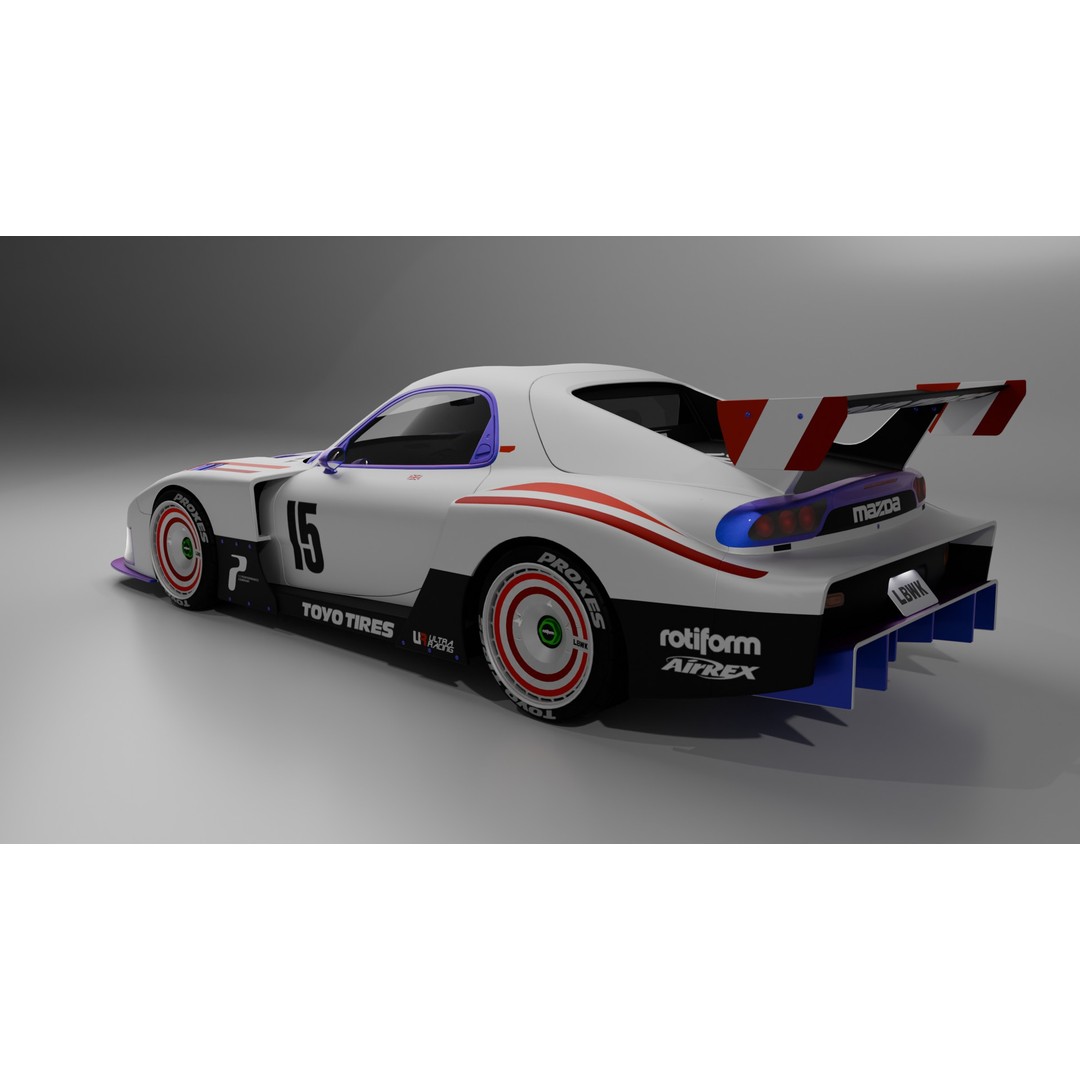 Mazda RX-7 3D Model – Low Poly Rigged Car for Animation, FBX & OBJ - View 13