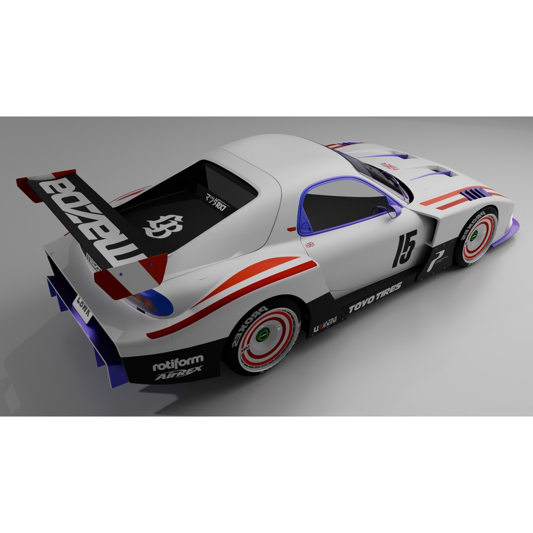 Mazda RX-7 3D Model – Low Poly Rigged Car for Animation, FBX & OBJ - View 14