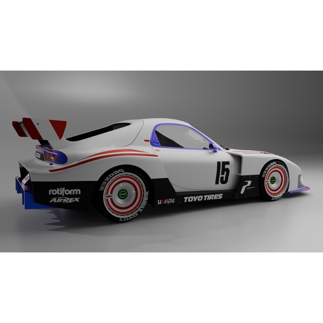 Mazda RX-7 3D Model – Low Poly Rigged Car for Animation, FBX & OBJ - View 15