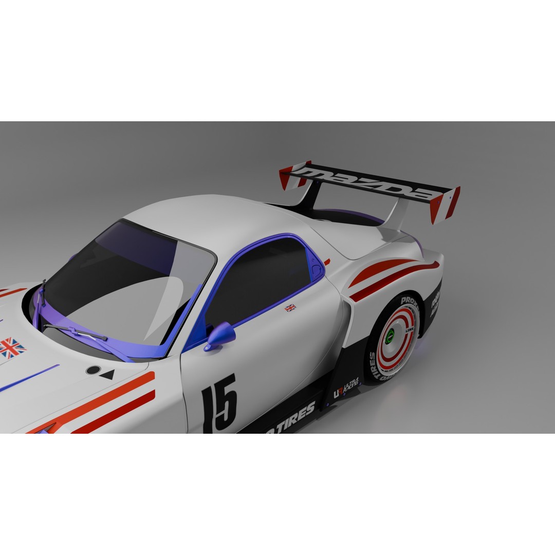 Mazda RX-7 3D Model – Low Poly Rigged Car for Animation, FBX & OBJ - View 18