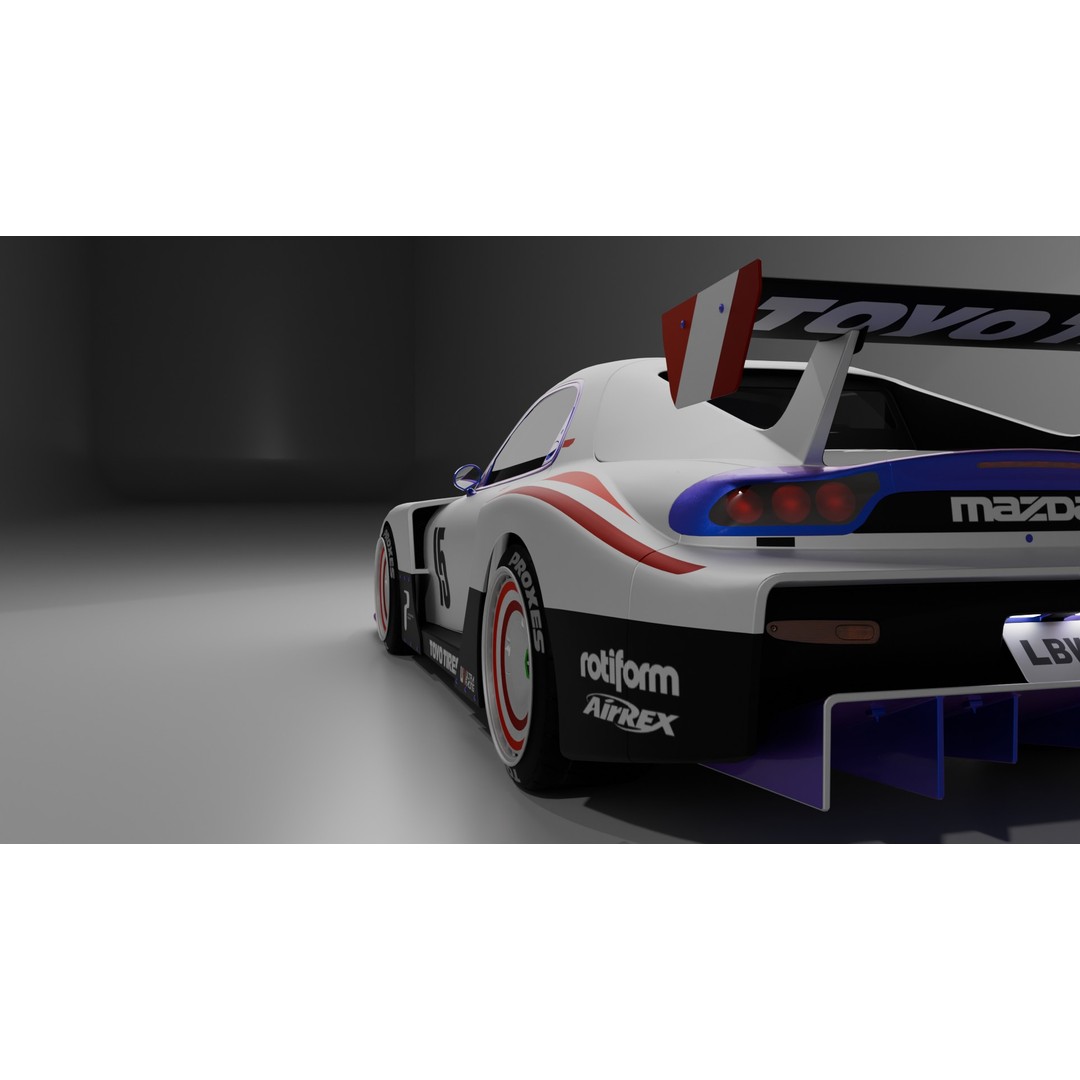 Mazda RX-7 3D Model – Low Poly Rigged Car for Animation, FBX & OBJ - View 19