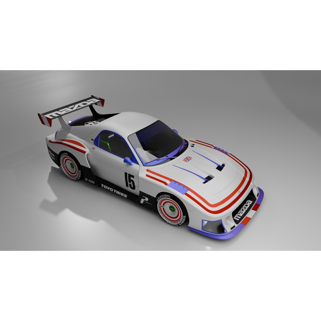 Mazda RX-7 3D Model – Low Poly Rigged Car for Animation, FBX & OBJ - View 20