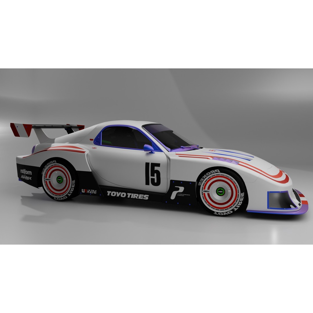 Mazda RX-7 3D Model – Low Poly Rigged Car for Animation, FBX & OBJ - View 21