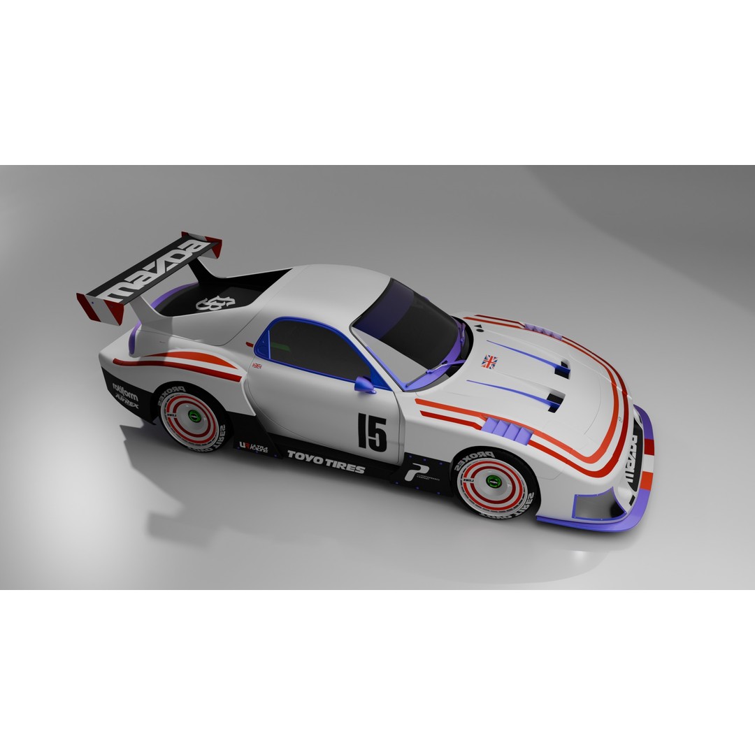 Mazda RX-7 3D Model – Low Poly Rigged Car for Animation, FBX & OBJ - View 22