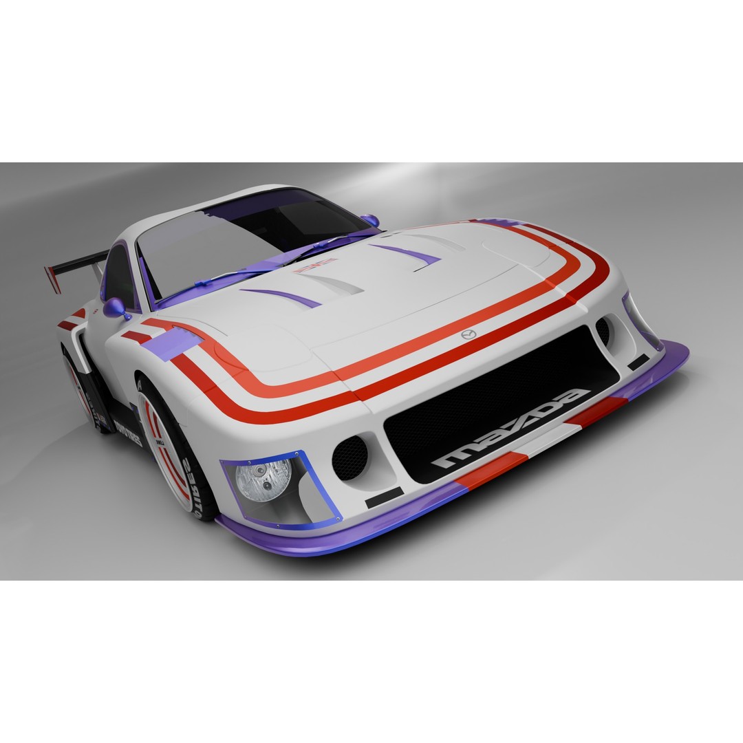 Mazda RX-7 3D Model – Low Poly Rigged Car for Animation, FBX & OBJ - View 23