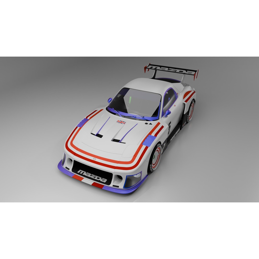 Mazda RX-7 3D Model – Low Poly Rigged Car for Animation, FBX & OBJ - View 25