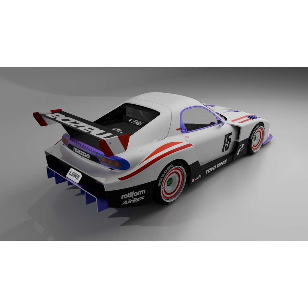 Mazda RX-7 3D Model – Low Poly Rigged Car for Animation, FBX & OBJ - View 26