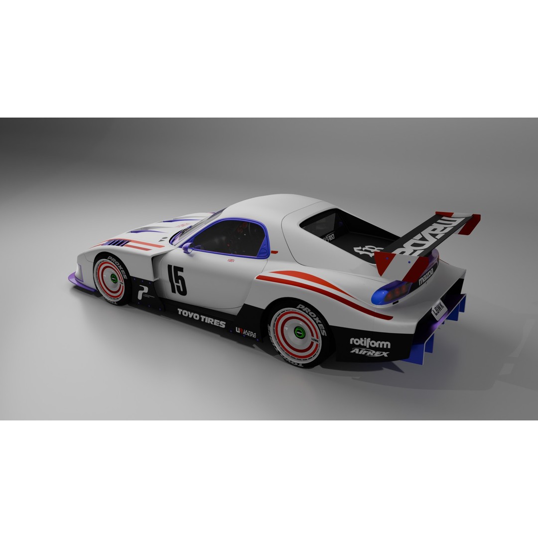 Mazda RX-7 3D Model – Low Poly Rigged Car for Animation, FBX & OBJ - View 27