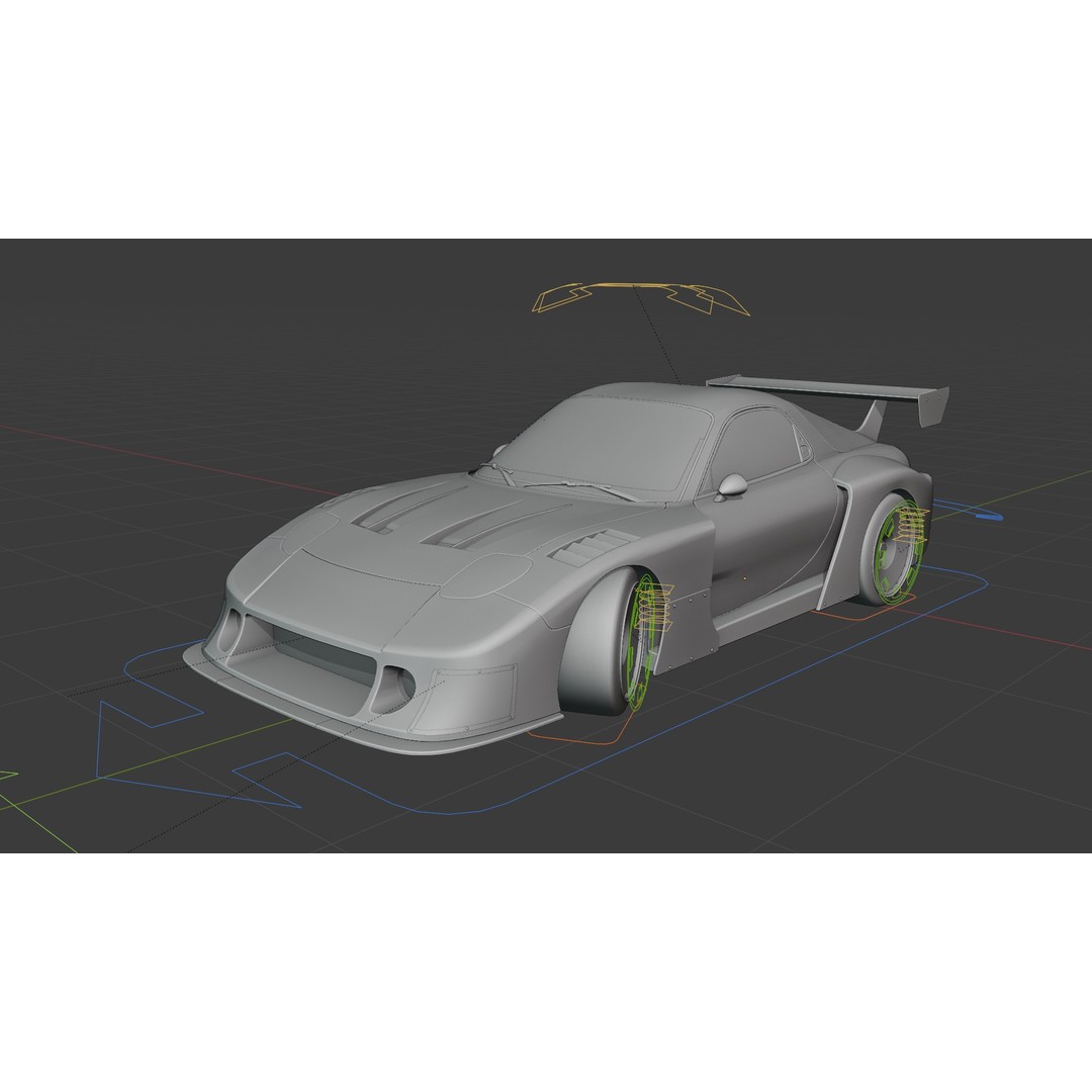 Mazda RX-7 3D Model – Low Poly Rigged Car for Animation, FBX & OBJ - View 28