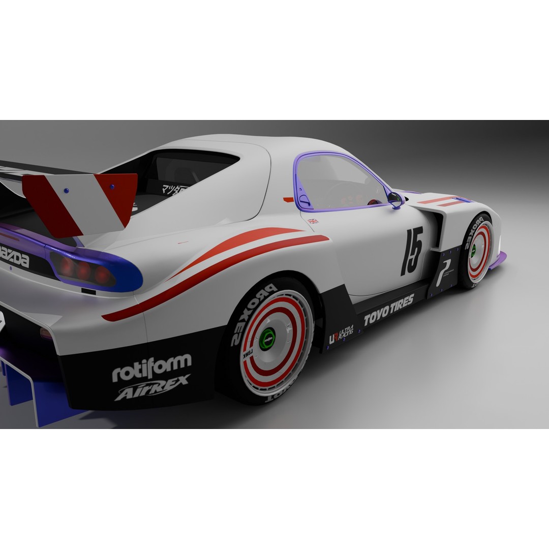 Mazda RX-7 3D Model – Low Poly Rigged Car for Animation, FBX & OBJ - View 30