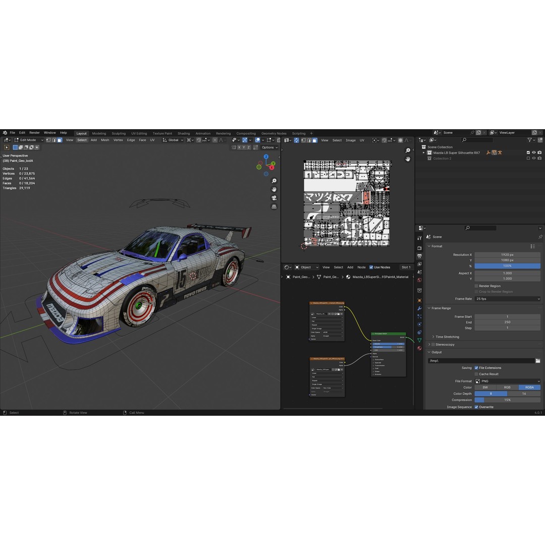 Mazda RX-7 3D Model – Low Poly Rigged Car for Animation, FBX & OBJ - View 31