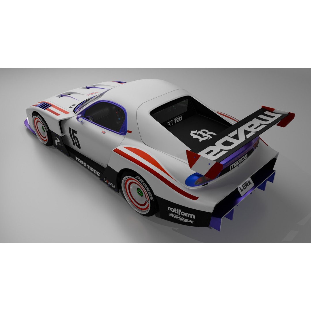 Mazda RX-7 3D Model – Low Poly Rigged Car for Animation, FBX & OBJ - View 32