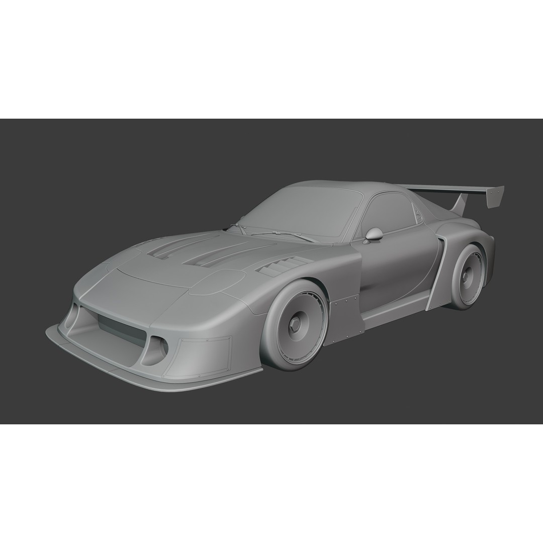 Mazda RX-7 3D Model – Low Poly Rigged Car for Animation, FBX & OBJ - View 35