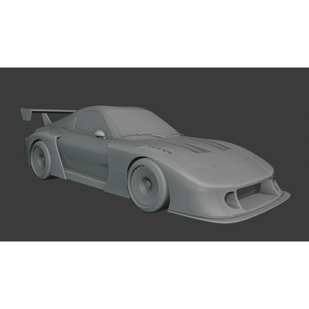 Mazda RX-7 3D Model – Low Poly Rigged Car for Animation, FBX & OBJ - View 37
