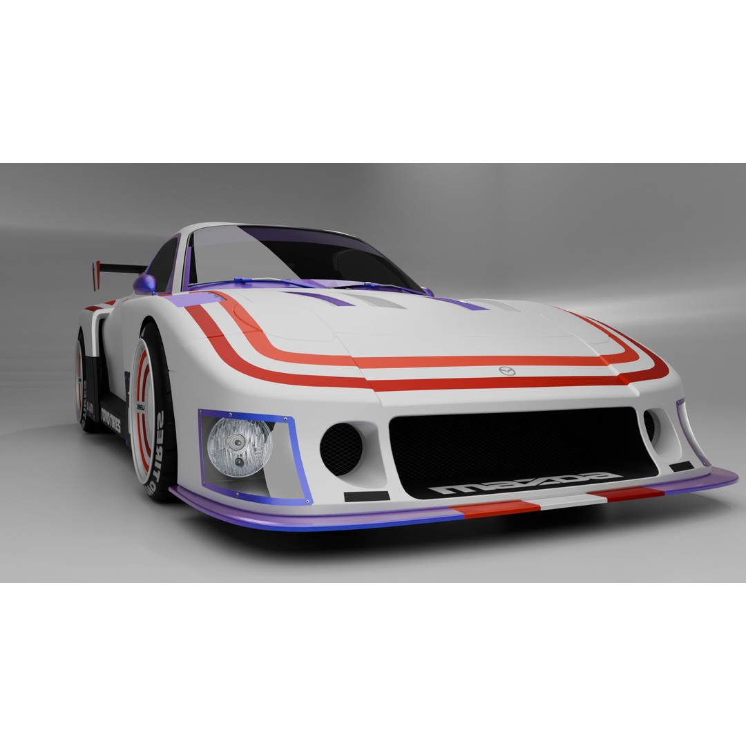 Mazda RX-7 3D Model – Low Poly Rigged Car for Animation, FBX & OBJ - View 7