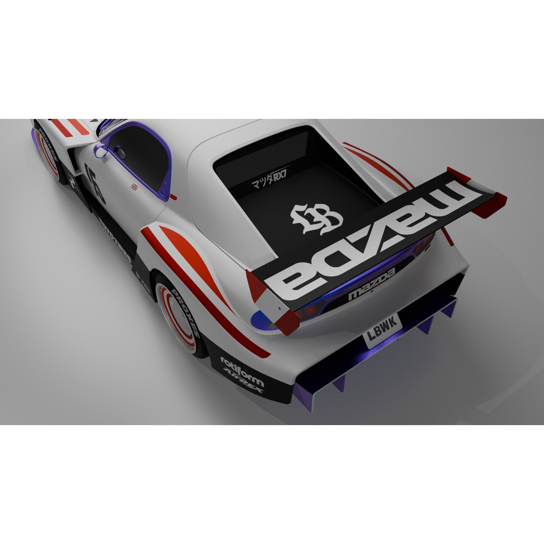 Mazda RX-7 3D Model – Low Poly Rigged Car for Animation, FBX & OBJ - View 8