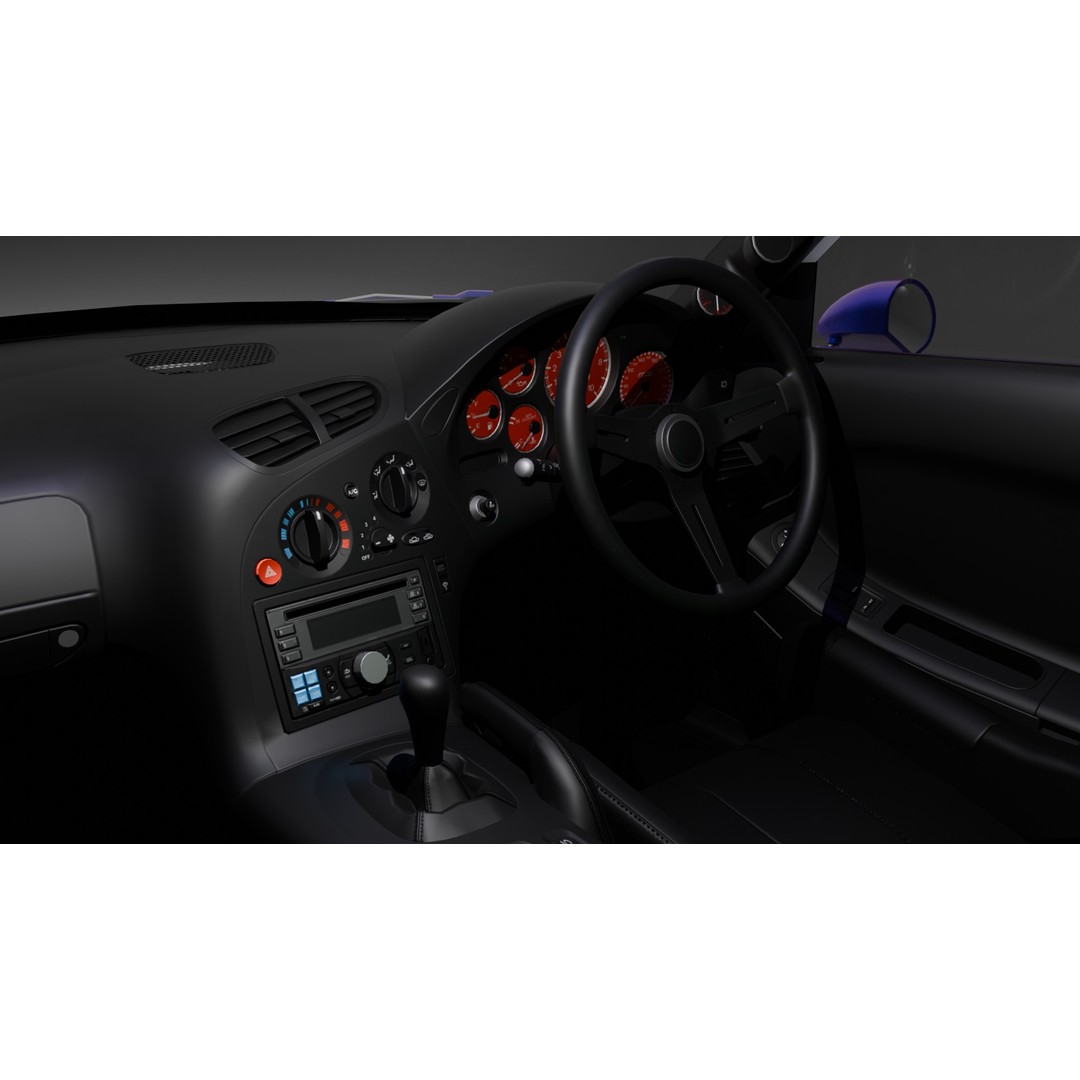 Mazda RX-7 3D Model – Low Poly Rigged Car for Animation, FBX & OBJ - View 9