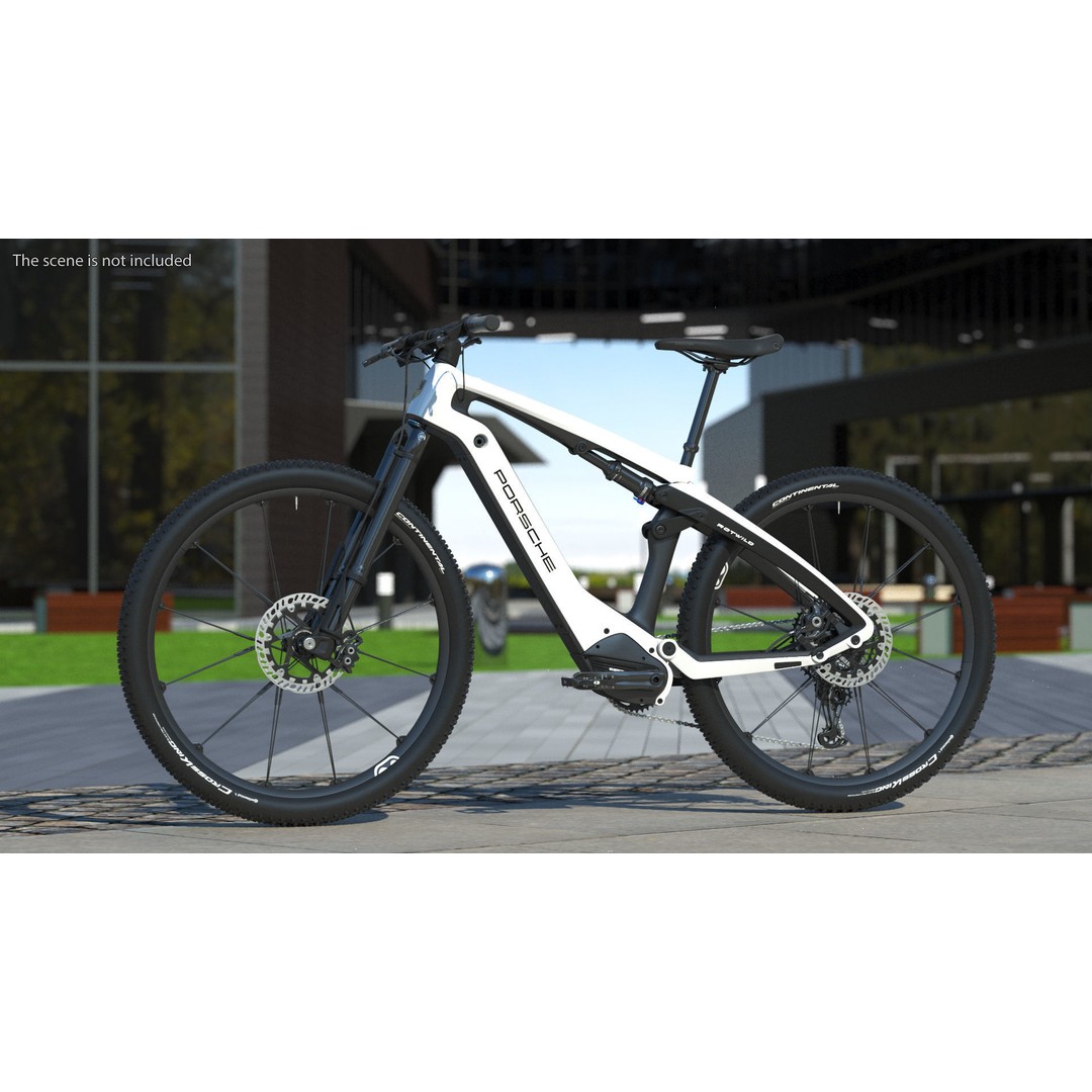 Porsche eBike Cross White 3D Model – High-Quality PBR Asset, FBX - View 3
