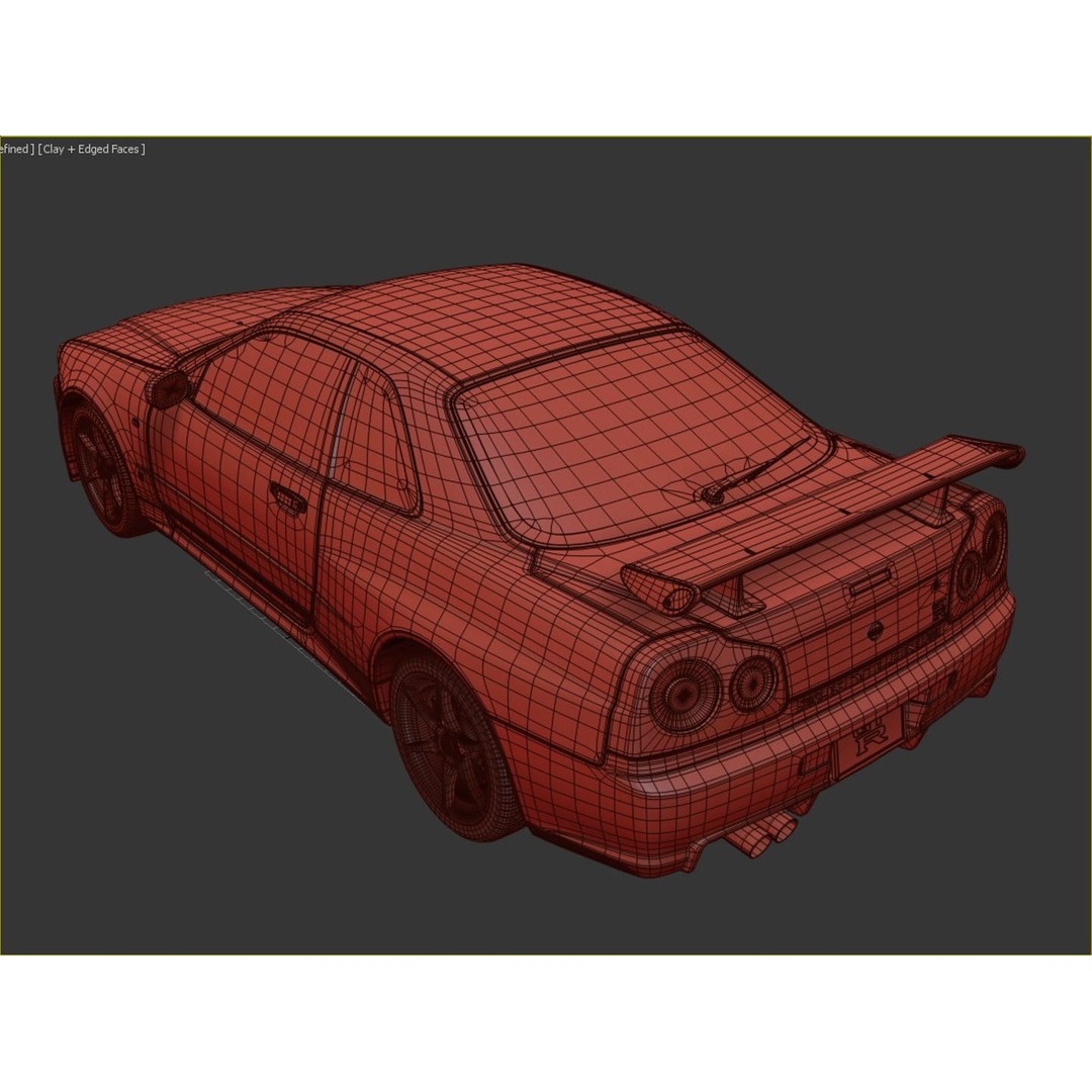 Nissan Skyline GT-R R34 3D Model – High Poly Game Asset, FBX, OBJ
