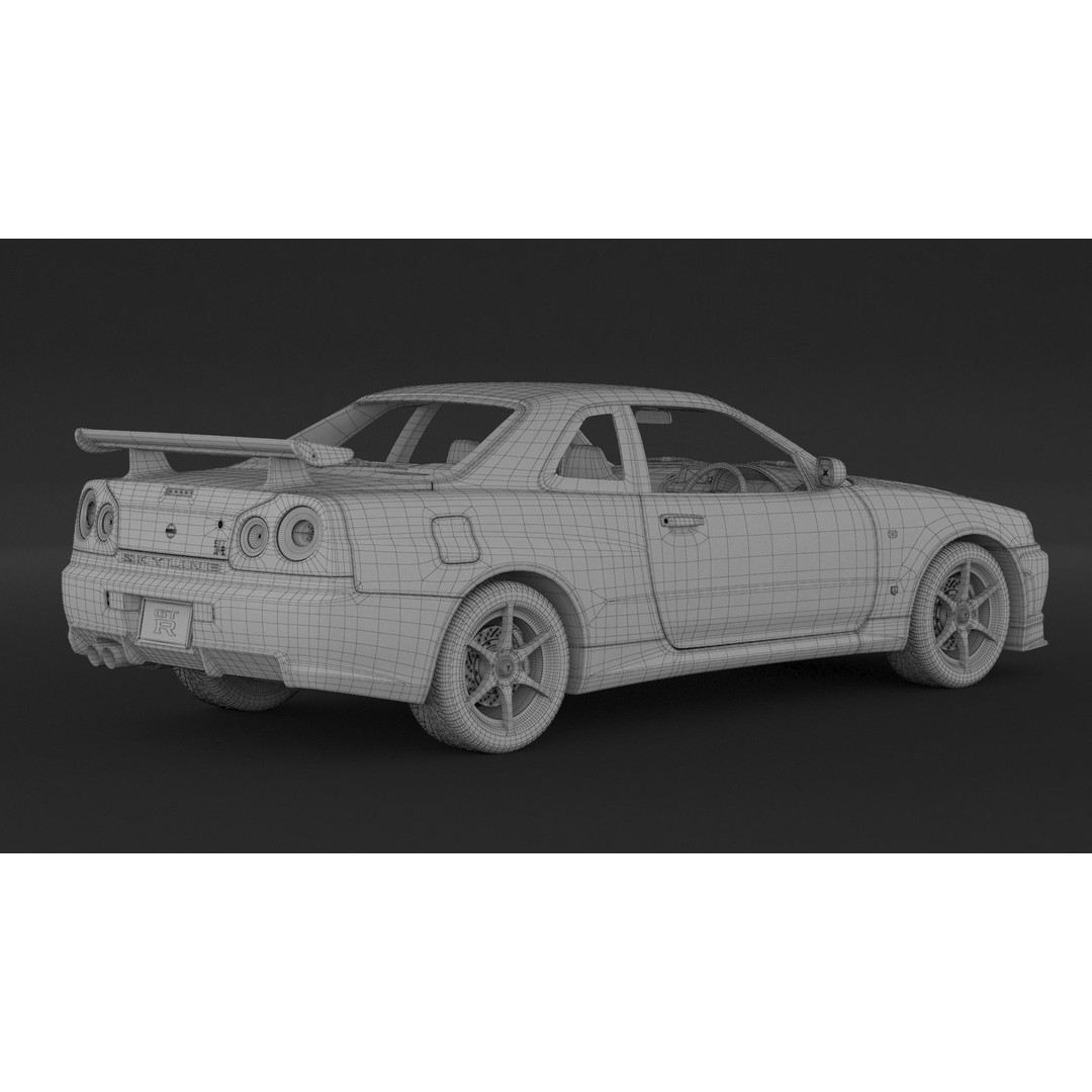 Nissan Skyline GT-R R34 3D Model – High Poly Game Asset, FBX, OBJ - View 10