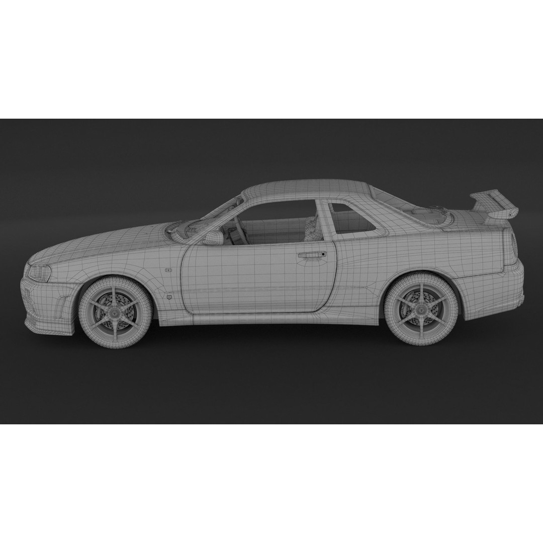 Nissan Skyline GT-R R34 3D Model – High Poly Game Asset, FBX, OBJ - View 11