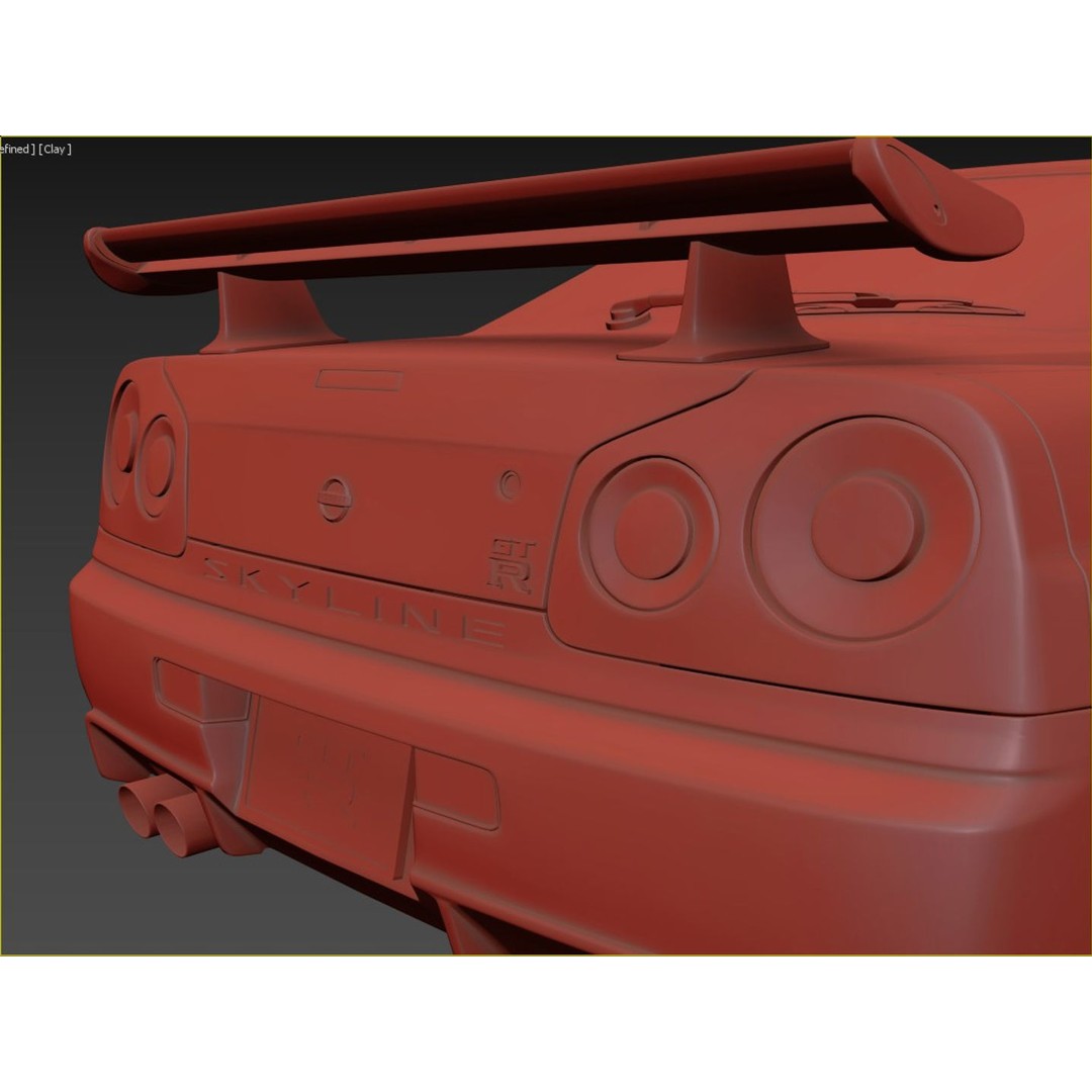 Nissan Skyline GT-R R34 3D Model – High Poly Game Asset, FBX, OBJ - View 12