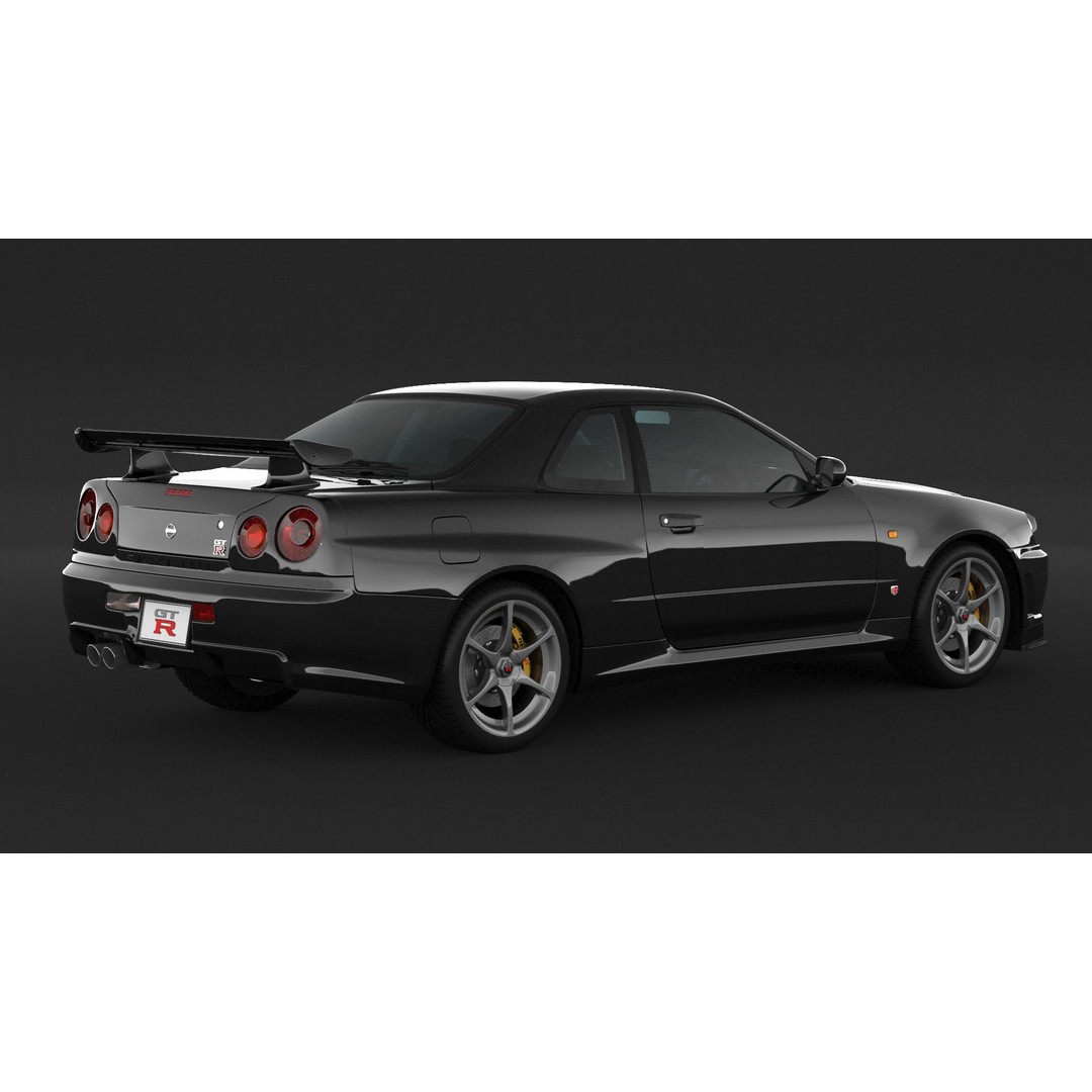 Nissan Skyline GT-R R34 3D Model – High Poly Game Asset, FBX, OBJ - View 3