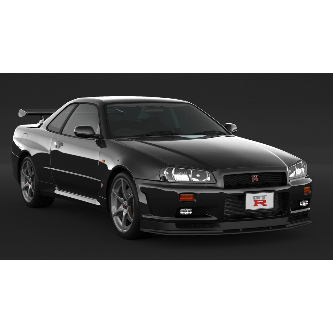 Nissan Skyline GT-R R34 3D Model – High Poly Game Asset, FBX, OBJ - View 4